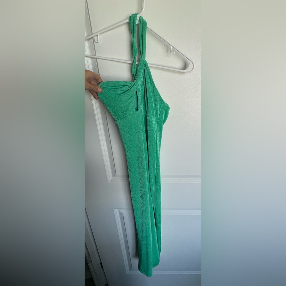 Green one shoulder dress